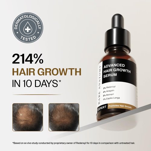 Bare Anatomy Advanced Hair Growth Serum - 3% Redensyl for Enhanced Results | 30mL | Hair Growth & Fall Control for Men & Women