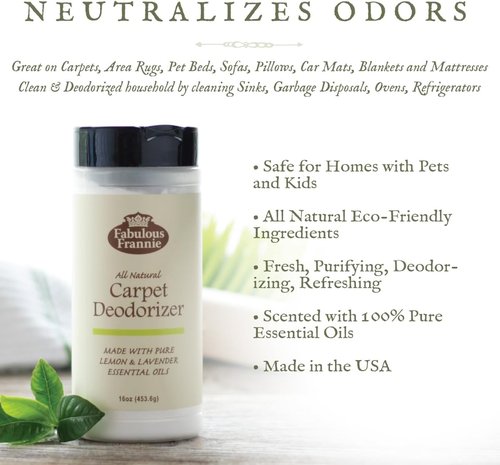 Fabulous Frannie Carpet Refresher | All-Natural Lemon-Lavender Scent with Pure Essential Oils - 13 Ounce