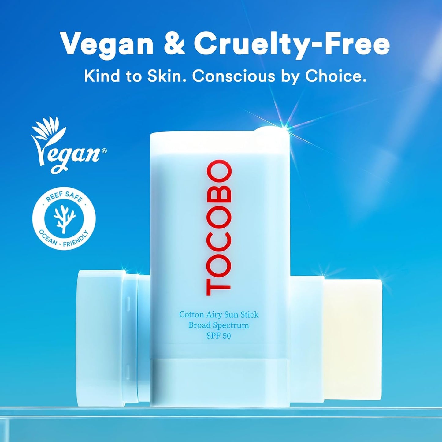 TOCOBO Cotton Airy Sun Stick - SPF 50 Broad Spectrum Matte Sunscreen for Face | Travel Size, 0.67 oz