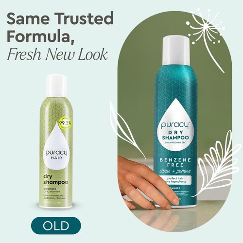 Puracy Natural Dry Shampoo - Plant-Powered Cleansing & Volumizing Formula | Benzene-Free, Non-Toxic, 6 oz (Citrus & Jasmine)