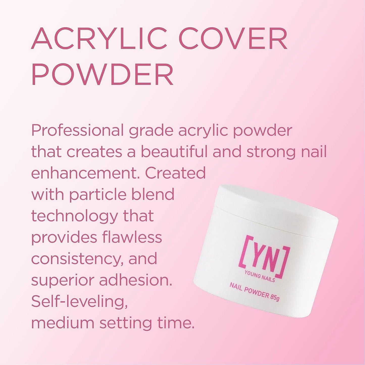 Young Nails Acrylic Cover Powder - Professional Self-Leveling Nail Powder in Flamingo Color | 85g