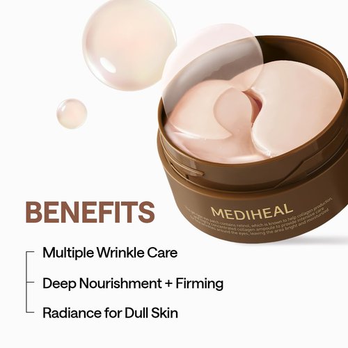 Mediheal Retinol Collagen Under Eye Patches - Hydrogel Eye Pads (60 Patches) for Dark Circles & Puffiness - Non-Irritating Formula