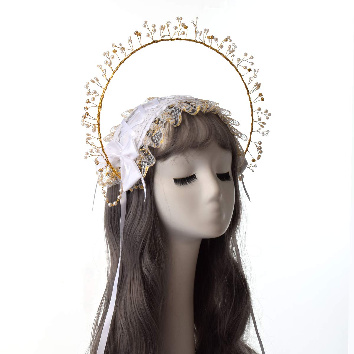 BLESSUME Mary Halo Crown Headband Goddess Headwear Halloween Costume Headpiece Headdress for Cosplay Party (K) Multicoloured