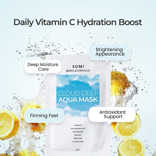 Cloud Deep Aqua Facial Mask - 10 Sheets | Korean Hydrating Face Sheet Mask for Daily Moisturizing & Soothing