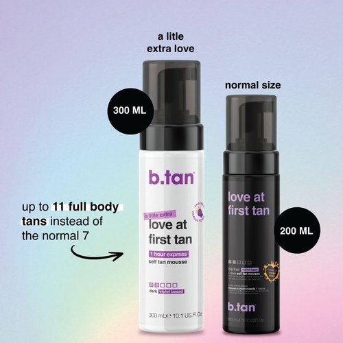 b.tan Large Violet Base Self Tanner Mousse - 1 Hour Express Tanning Foam for Dark Bronze Glow, 10.1 Fl Oz