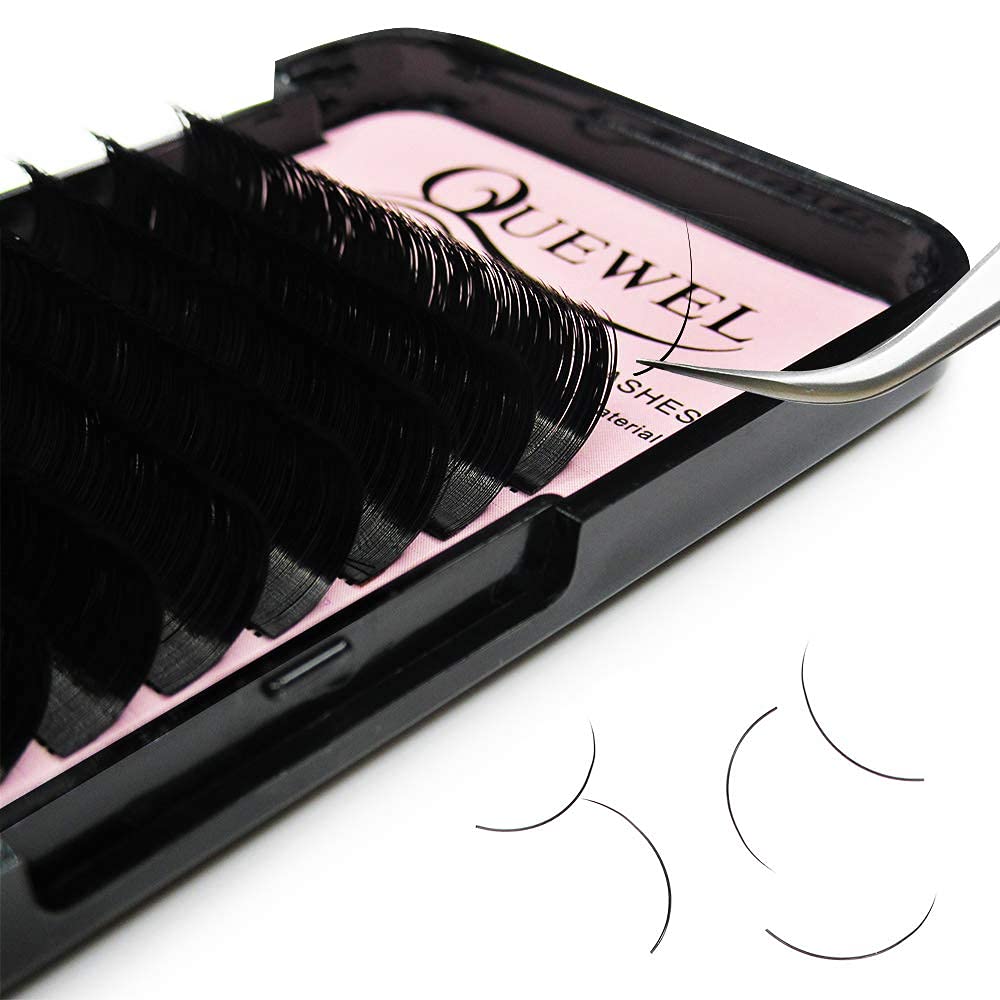 QUEWEL Eyelash Extensions 0.03mm D Curl 10mm Supplies Matte Black Individual Eyelashes Salon Use|0.03/0.05/0.07/0.10/0.15/0.20mm C/D Single 8-18mm Mix 8-15mm/10-15mm|（0.03 D 10mm）