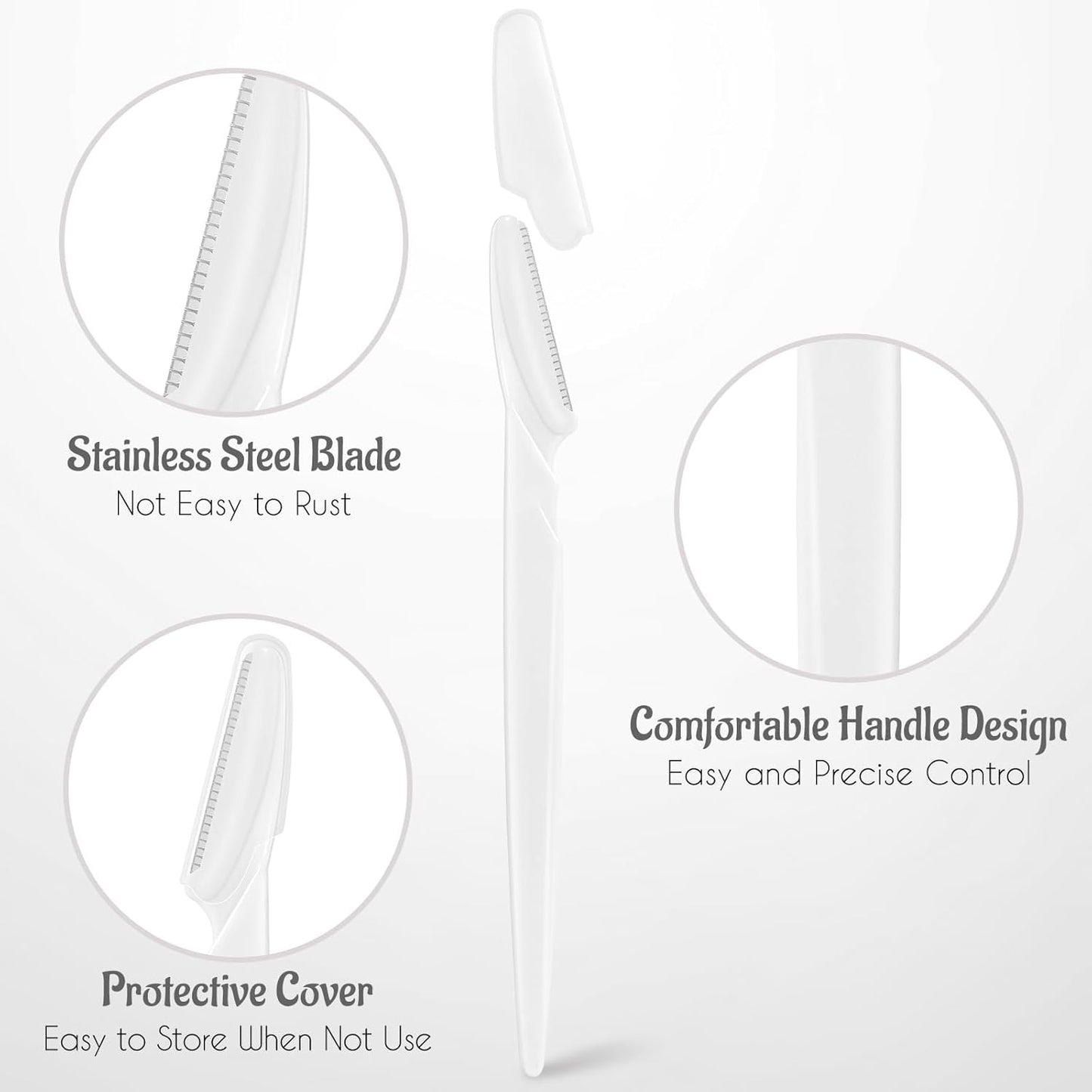 Skiennix Eyebrow Razor Set - 6 Pcs Multipurpose Facial Hair Removal Tools for Men & Women | White