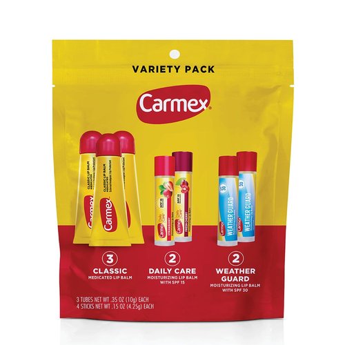 Carmex Classic Lip Balm Pack - Moisturizing Weather Guard & Daily Care | 7-Count Variety (3 Tubes, 4 Sticks)