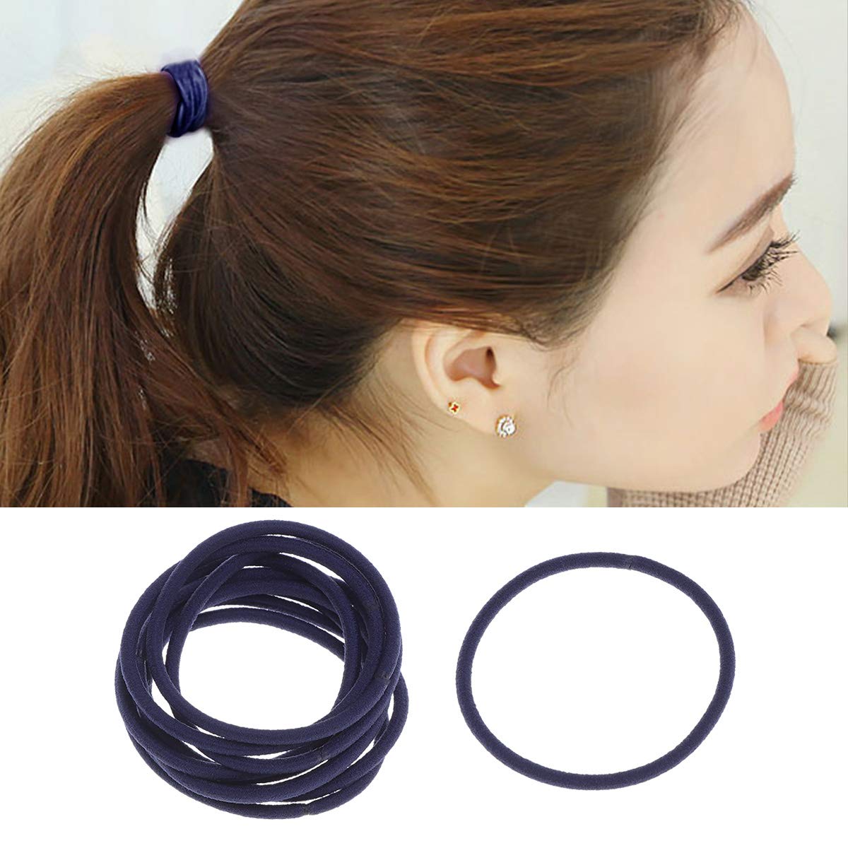 50pcs Nylon Rubber Bands High Elasticity Ponytail Holder Hair Ties Rope for Adults (Fluorescent)