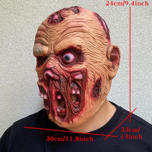 nezababycos Scary Zombie Mask Halloween Horror Dead Monster Costume Creepy Bloody Walking Demon Props for Adult Men Women Latex (A)