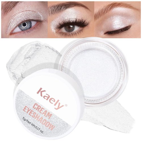 Kaely Cream Eyeshadow Pot - Pearl White Sparkle | High Pigment Waterproof Formula for Mature Skin