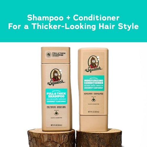 Dr. Squatch Men's Shampoo and Conditioner Set - Natural Formula for Thicker Hair - Coconut Castaway (11 fl oz, 2-Pack)