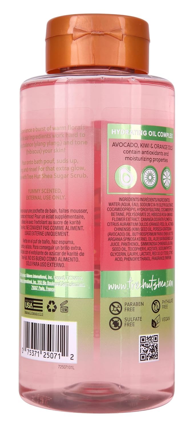 Tree Hut Pink Hibiscus Foaming Gel Wash - Hydrating Body Wash with Shea Butter & Essential Oils | 18 fl oz
