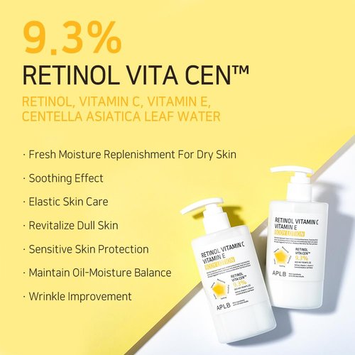 APLB Retinol Body Lotion - Vitamin C & E | 9.3% Formula for Long-Lasting Hydration & Wrinkle Care - 10.14 FL.OZ