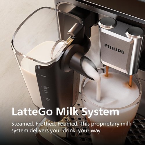 Philips 4400 Series Espresso Machine - Fully Automatic with LatteGo Milk System, 15-Bar Pressure, Black Chrome