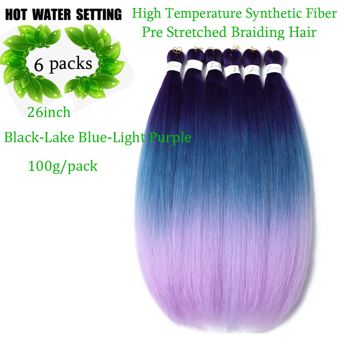 Pre Stretched Braiding Hair Extensions 26 Inch 6 Packs Braid Hair Prestretched Crochet Braids Hair Hot Water Setting High Temperature Synthetic Fiber Premium Yaki Texture(26inch,C26)