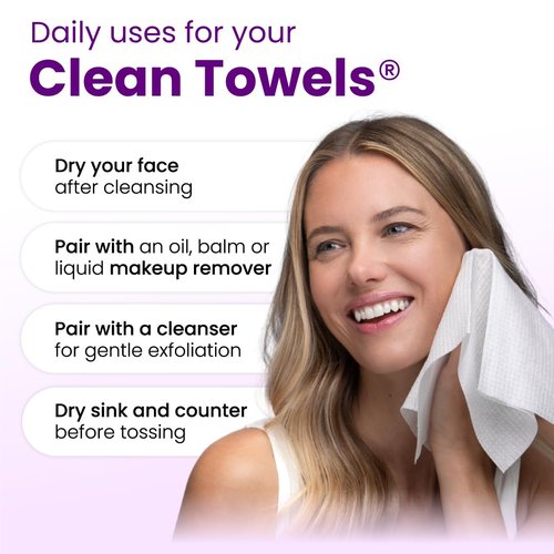 Clean Skin Club Healthy Aging Clean Towels® XL, Travel Pack, Smooths Fine Lines Wrinkles & Texture, Disposable Face Towels, Anti-Aging Dry Wipes, TSA-Approved Travel Essential, 10 Ct
