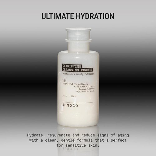 JUNO & Co. JADE Clarifying Cleansing Powder - Gentle Exfoliating Enzyme Cleanser with Rice & Papaya, 35g
