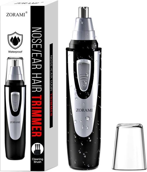 Regine Switzerland Ear and Nose Hair Trimmer - Professional Painless Dual Edge Clipper | Waterproof, Battery-Operated, Black