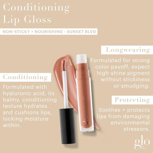 Glo Skin Beauty Conditioning Lip Gloss - Non-Sticky, Nourishing Formula in Sunset Blvd Shade