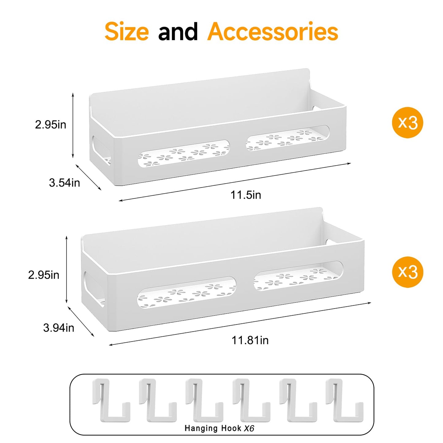 4 Pack Strong Magnetic Spice Rack for Refrigerator, Multipurpose Magnetic Shelf for Fridge with 4 Hooks for kitchen and Bathroom Organization, Black
