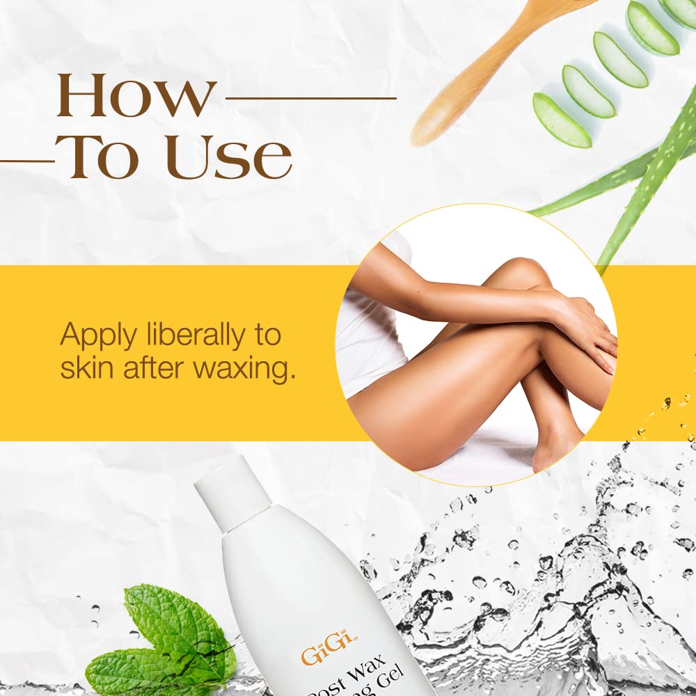 GiGi Post Waxing Cooling Gel, Soothing After Wax Care Treatment, Skin Freshener & Hydrating, 8 fl oz