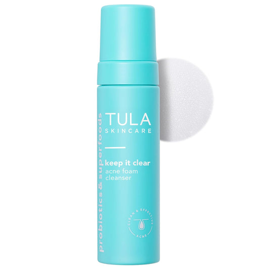 TULA Skin Care Keep It Clear Acne Foam Cleanser - Salicylic & Azelaic Acid, 6.3 fl oz | Clears & Soothes Acne