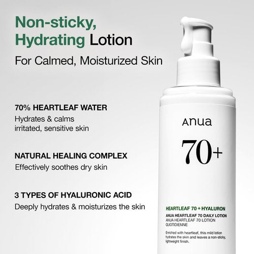 Anua Heartleaf Daily Lotion - Lightweight Face Moisturizer with Hyaluronic Acid for Sensitive Skin | 200ml (6.76 fl. oz.)