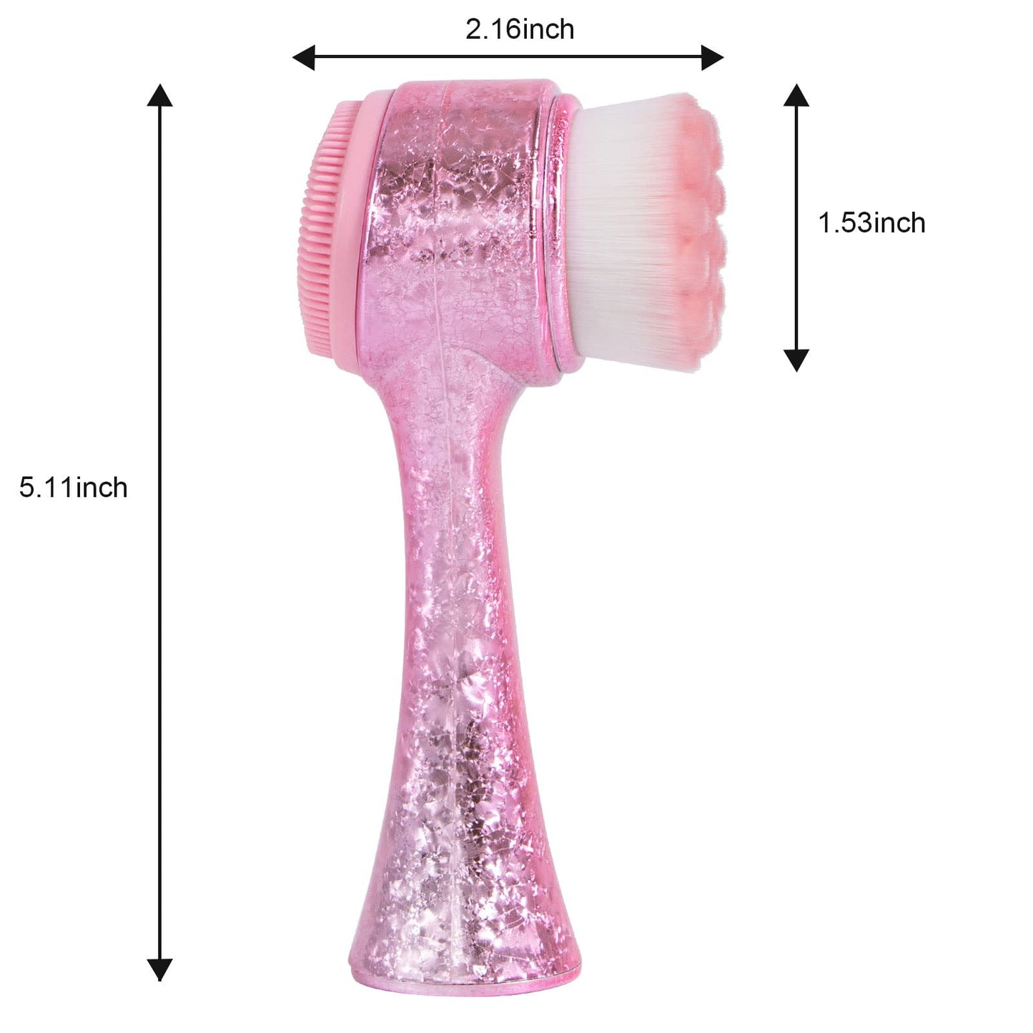 Beomeen Face Brush 2 in 1, Facial Cleansing Exfoliating Brush with Ultra Fine Soft Bristles for Pore Deep Cleansing Silicone Double Side Face Wash Scrub Brush for Skin Care, Ice Flower Pink