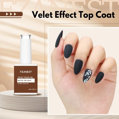 FZANEST Gel Nail Polish - Long Lasting Matte Top Coat with Velvet Finish | 0.51 Fl Oz