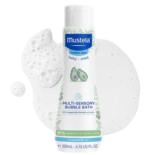 Mustela Baby Multi-Sensory Bubble Bath - Natural Avocado, Biodegradable Formula - 6.76 oz.
