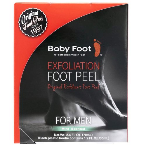 Baby Foot - Original Foot Peel Exfoliator for Men - Mint Scented Mask for Soft, Smooth Feet | 2.7 Fl. Oz.