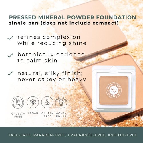 Honeybee Gardens Pressed Mineral Powder Foundation Refill - Geisha | Pale Cool Shade, Adjustable Coverage, 7.5g
