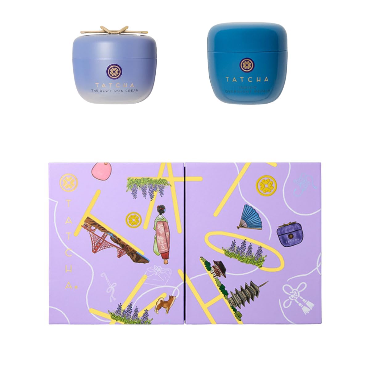 TATCHA AM + PM Moisture Duo - Holiday Gift Set with Dewy Skin Cream & Indigo Overnight Repair Serum