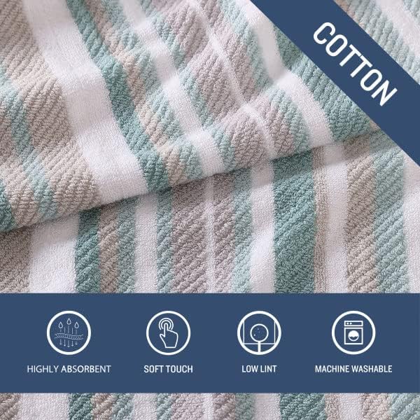 Tommy Bahama - 100% Cotton Bathroom Towel Set | Highly Absorbent & Fade-Resistant (Ocean Bay Blue, 3 Pieces)