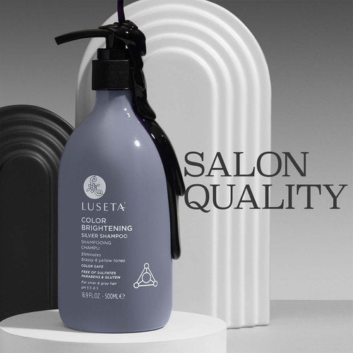 Luseta Color Brightening Shampoo for Silver & Gray Hair - Eliminates Brassiness, Moisturizes & Adds Shine (16.9oz)