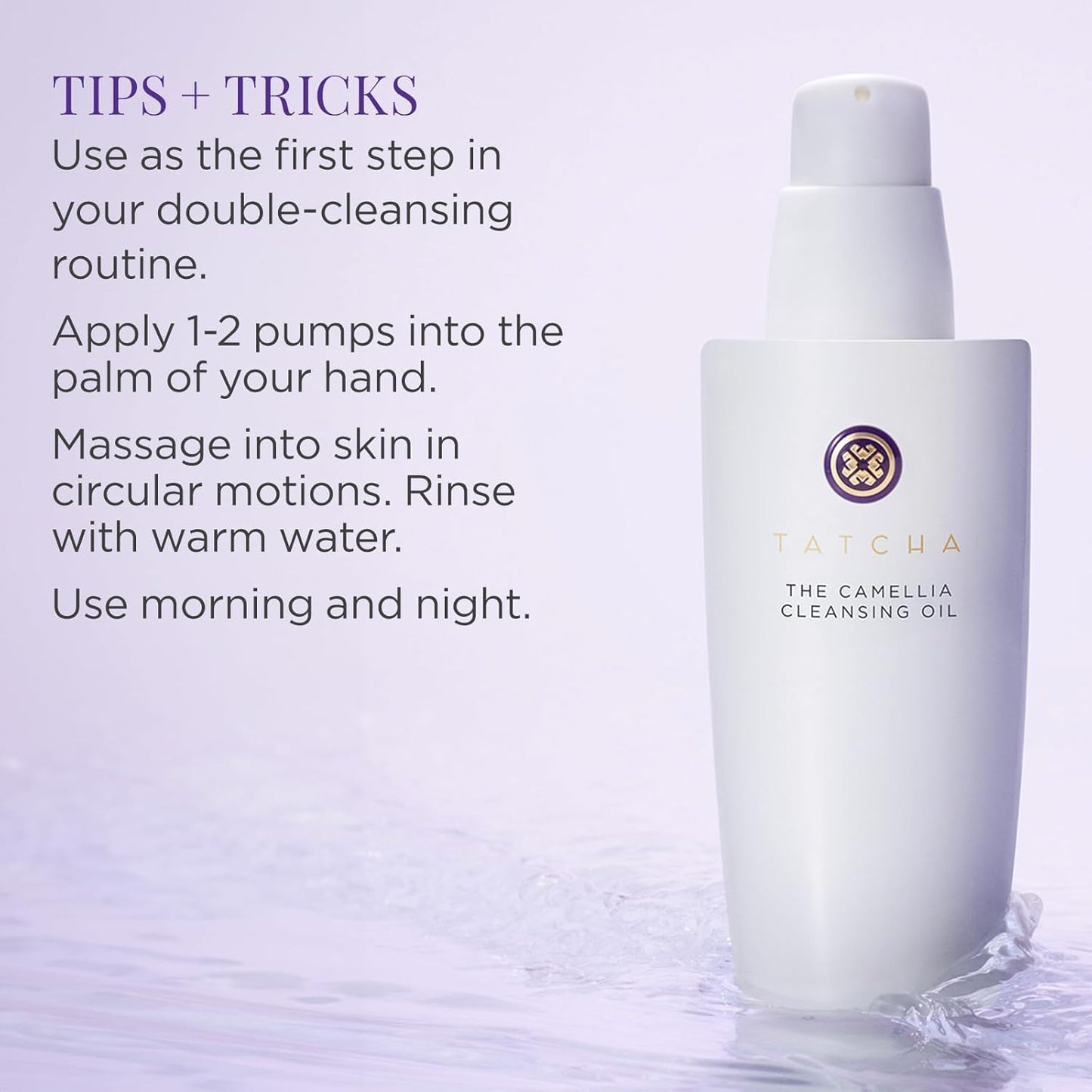 TATCHA Camellia Cleansing Oil - Travel-Sized 2-in-1 Makeup Remover & Face Wash | 50 ml / 1.7 fl. oz.