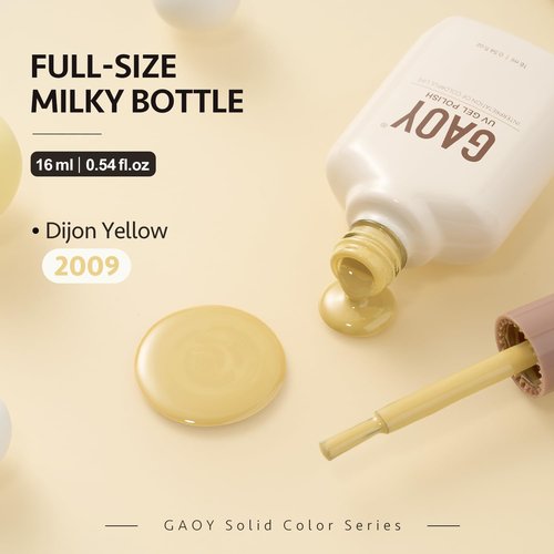 GAOY Yellow Gel Nail Polish, 16ml Soak Off Gel Polish, UV Light Cure for Nail Art DIY Manicure at Home, 2009 Dijon Yellow