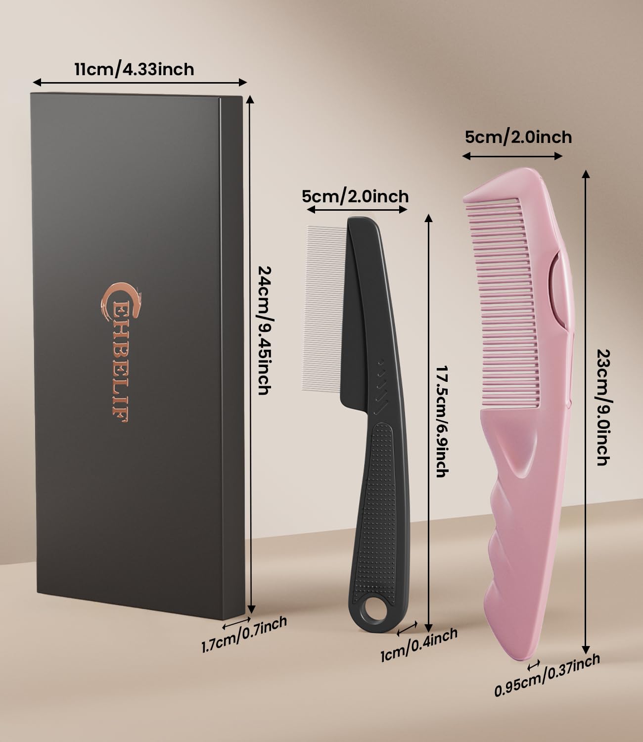 Dandruff Comb | 2PC Upgraded Fine Tooth Scalp Detox Comb for Women, Men & Kids - Pink Hair Care Tool