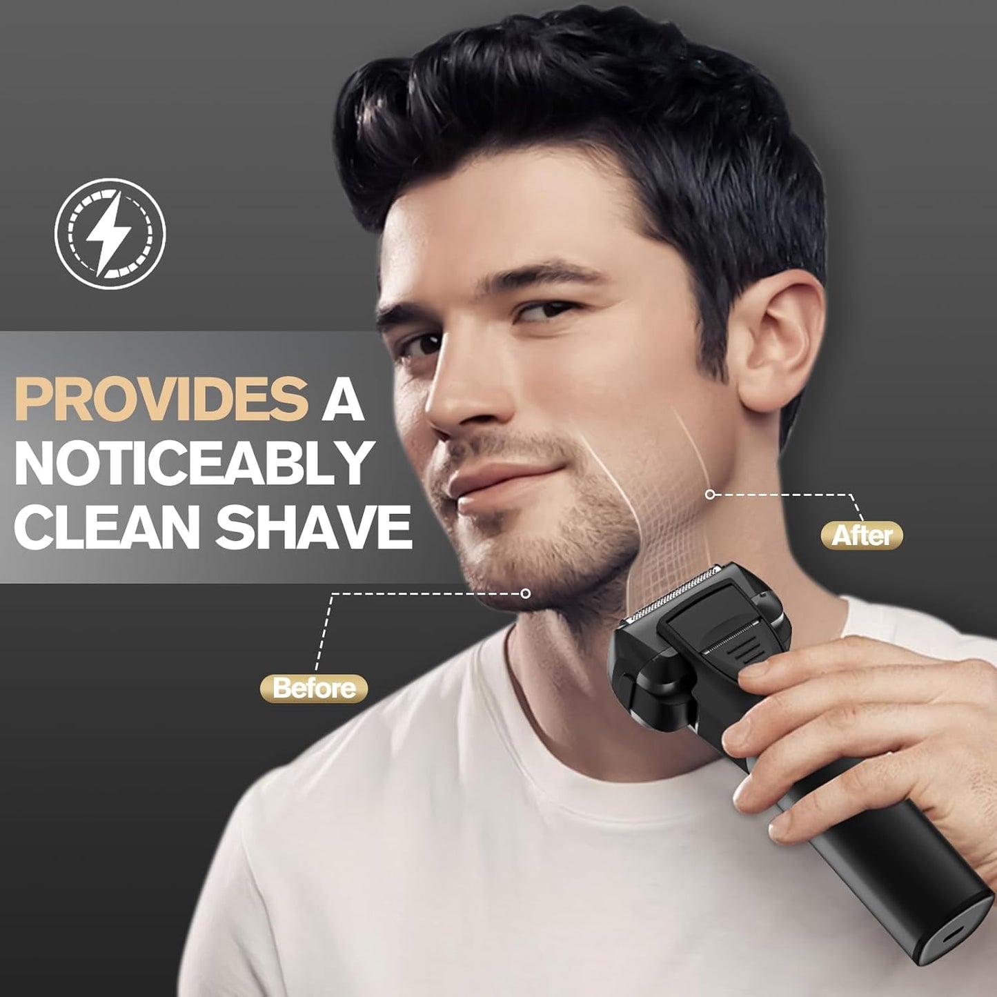 Skiennix 5-Blade Cordless Electric Razor for Men - Close Shaving, Wet/Dry, USB-C Fast Charging, 100 Min Runtime