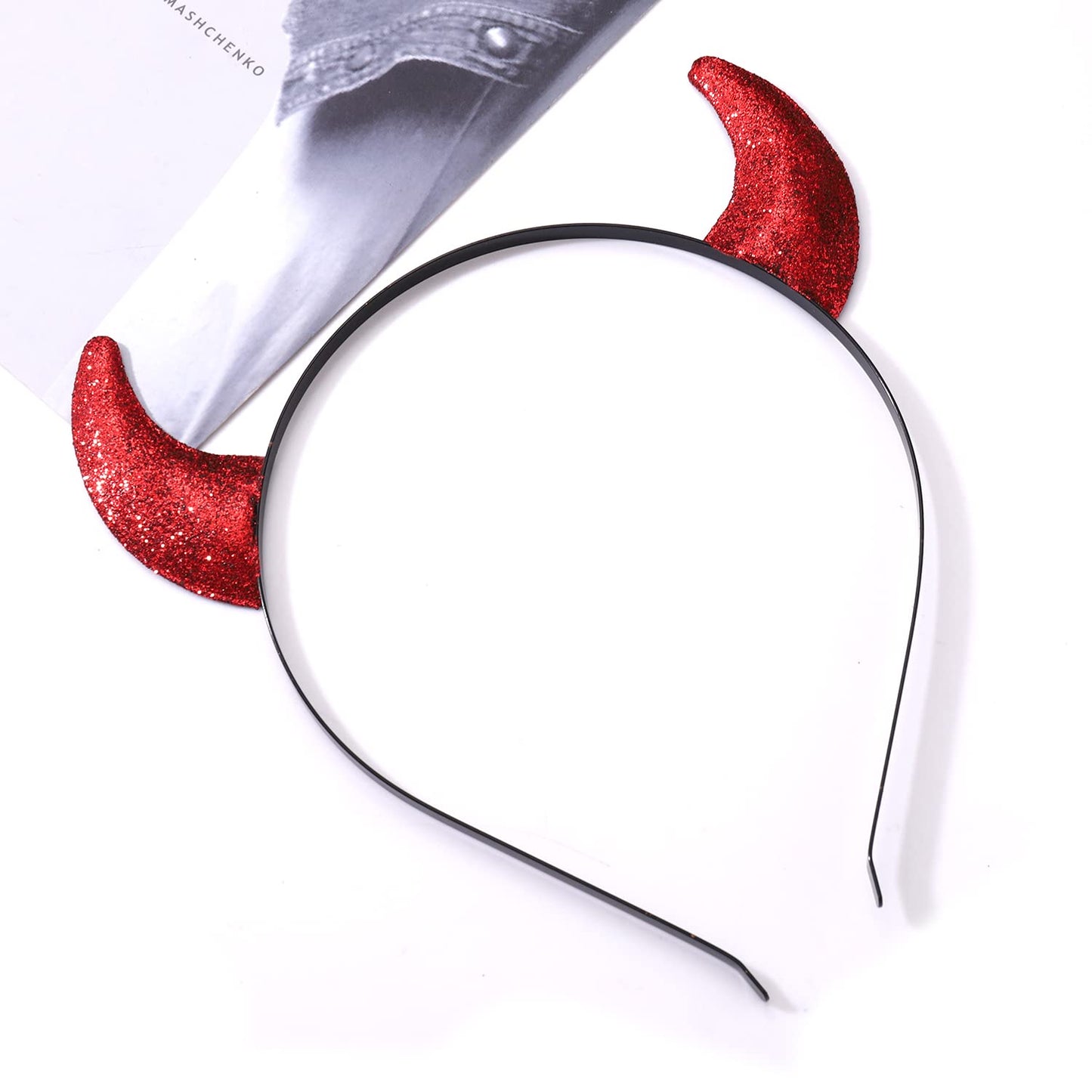 NEVEF Halloween Devil Horns Headband for Women Shining Halloween Headband Costume Party Accessory for Men (Glitter Devil Horn)