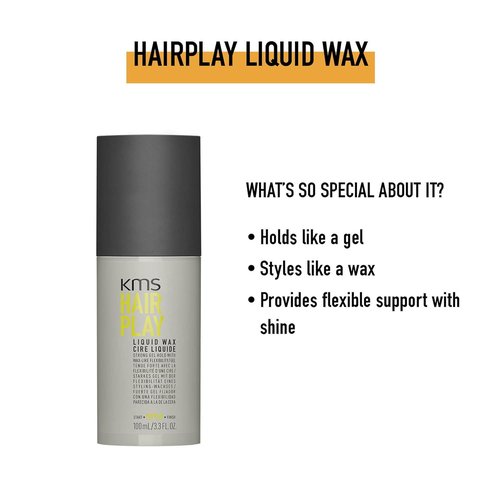 KMS HAIRPLAY Flexible Hold Liquid Wax Styler - Shine & Style, 3.3 Fl Oz