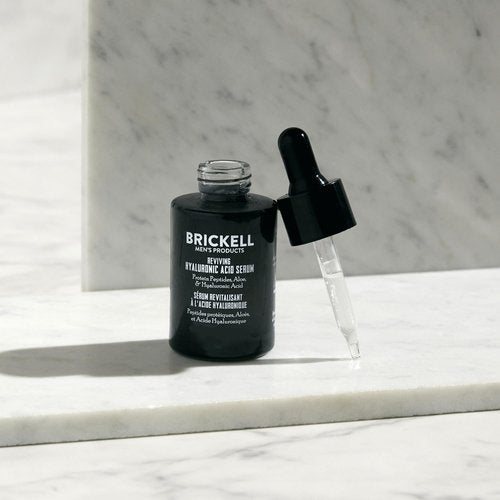 Brickell Men's Anti-Aging Hyaluronic Acid Serum - Revitalizing Day Serum for Firmness & Collagen | 1 oz, Scented