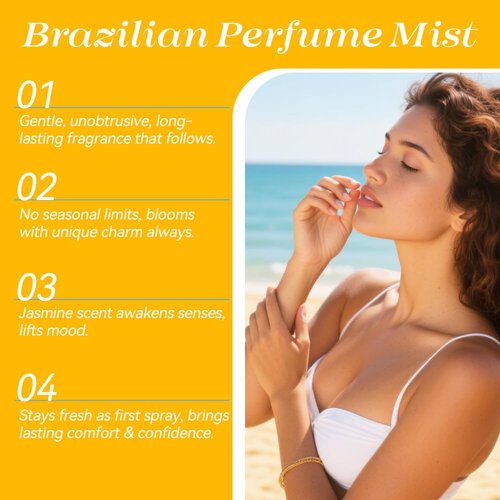 MOSYFEIBI Brazilian Eau de Parfum 602 - Irresistible Sunshine Fragrance with Pistachio, Almond, Jasmine, Vanilla & Salted Caramel, Hair & Body Perfume Mist, 3.4 Fl Oz