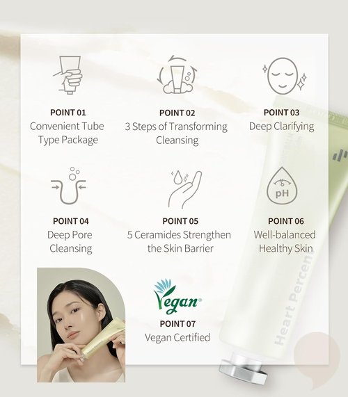 Heart Percent Clarifying Cleansing Balm - Vegan Sherbet Oil Makeup Remover for All Skin Types | 80ml (2.7oz)