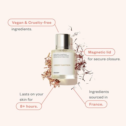 Dossier - Ambery Saffron Eau de Parfum - Vegan Unisex Perfume Spray - Inspired by MFK Baccarat Rouge 540 - 3.4 Fl Oz (100ml)