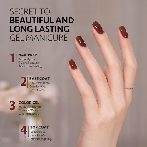 GAOY Jelly Brown Gel Nail Polish, 16ml Sheer Natural Translucent Soak Off Gel Polish, UV Light Cure for Nail Art DIY, 2067 Chestnut Jam