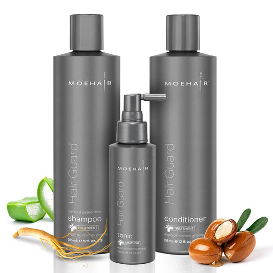 MOEHAIR Hair Care Set (12 Fl. Oz) - Shampoo, Conditioner, and Tonic for All Hair Types - Non-Toxic, Cruelty-Free, Sulfate and Paraben Free - Boosts Growth, Reduces Hair Fall, Strengthens Roots