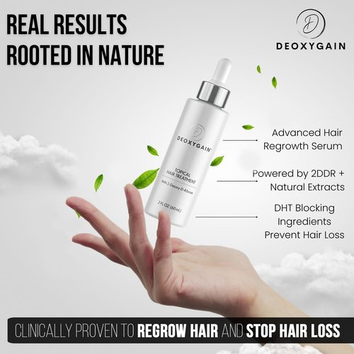 Deoxygain Topical Hair Treatment - Advanced Hair Growth Formula with 2DDR to Stimulate Follicles - 2oz Bottle