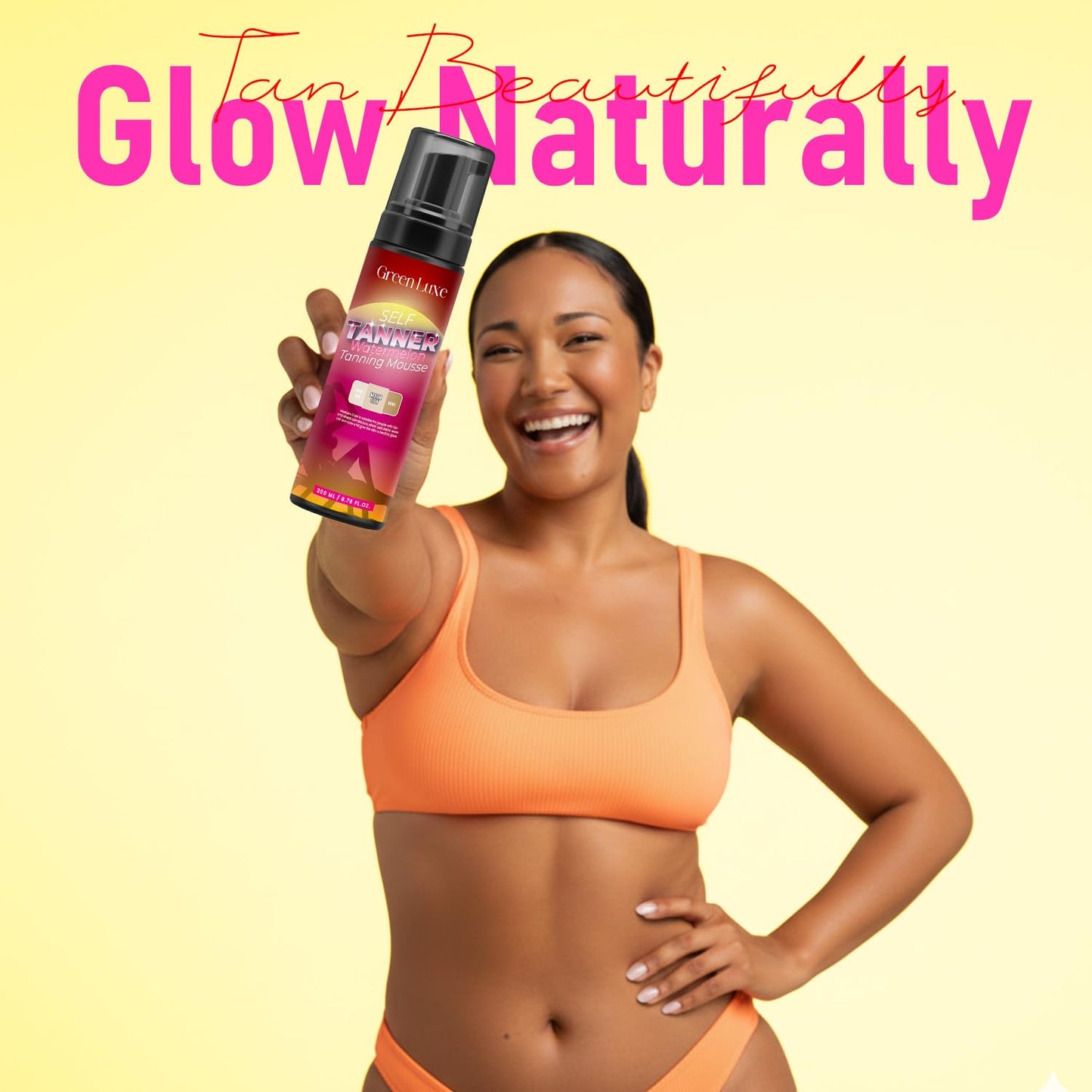 Skiennix Self Tanner Mousse Kit - Hydrating Sunless Tanning Foam with Hyaluronic Acid | Flawless Medium Glow, Watermelon Scent, 6.76 fl. oz